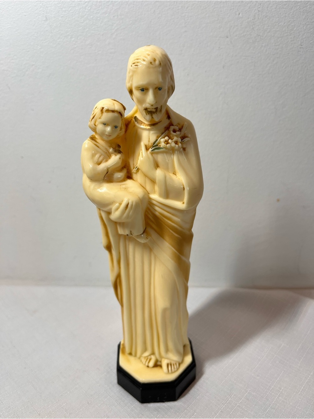 Vintage 1950'S ROSARY BOX, FIGURAL ST JOSEPH, W CHAPLET CMPC 8”. Collectible